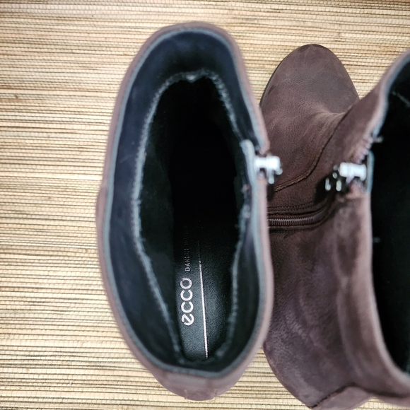 Ecco Women Ankle Boots 37 (US 6-6.5) Brown Shape 55 Fringe Leather Zip - Picture 7 of 11